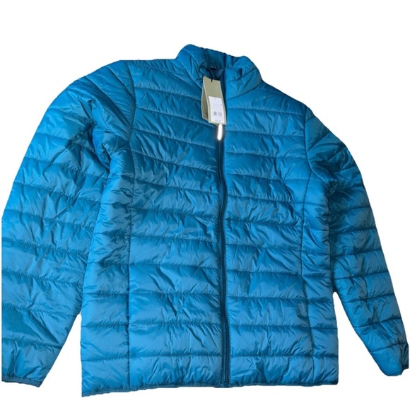 New Goodfellow Blue Lightweight Puffer Jacket Full Zip Front Collar Men's Small - Picture 4 of 4